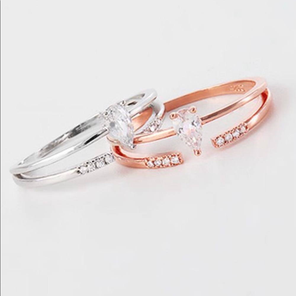Rose Gold 925 Sterling Silver Beautiful Dainty and Elegant Teardrop Ring - Picture 10 of 11